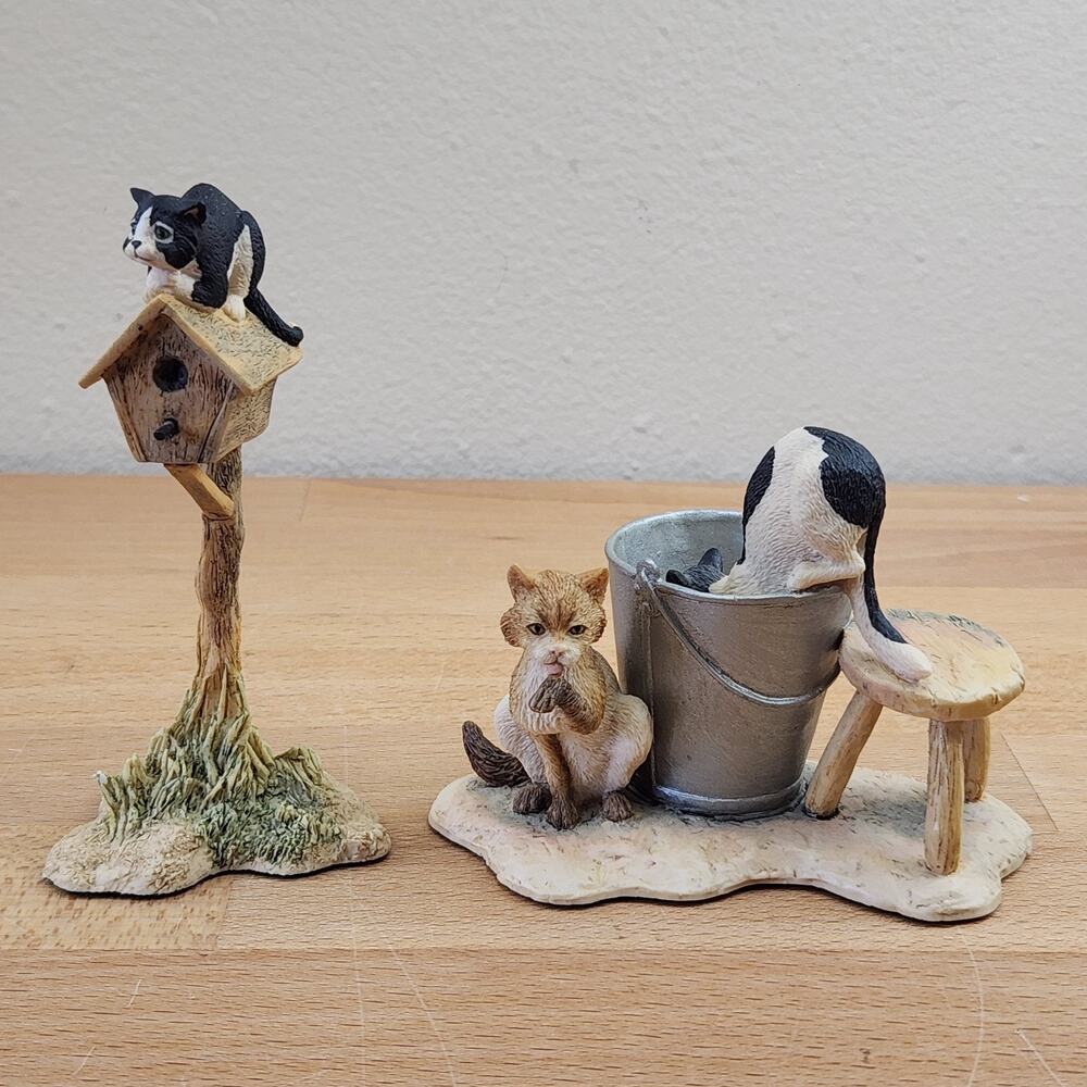 Vintage 1980s Lowell Davis Cat Figurines RFD Scotland Wishful Thinking Barn Cats